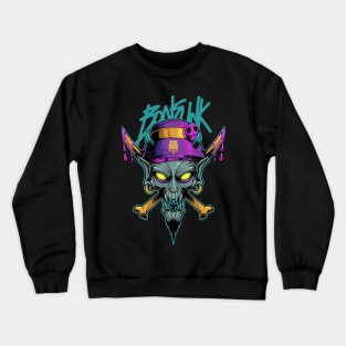 Groovy funky punk zombie head mascot design Crewneck Sweatshirt